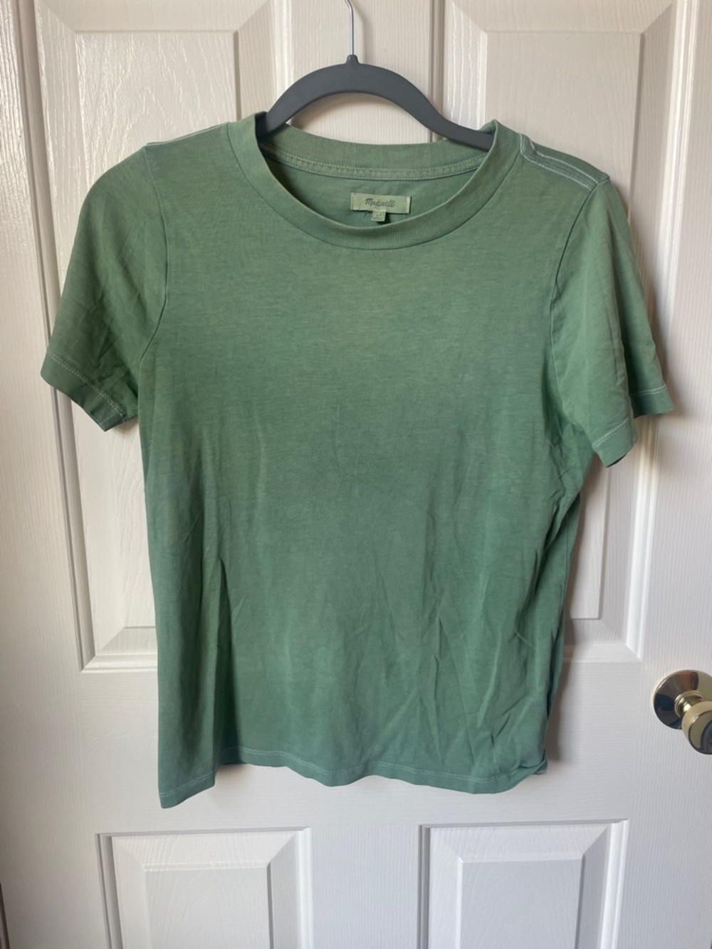 Madewell 100% Cotton Short-Sleeve Crewneck Tee in Sage Green